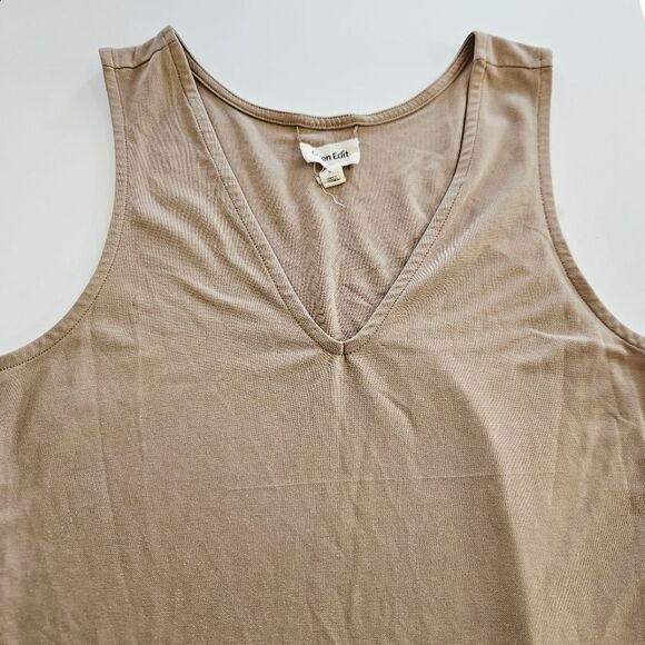 Open Edit Wear Two Ways V-Neck Sleeveless Knit Side Slit Midi Dress Olive Dusk S - Picture 7 of 10